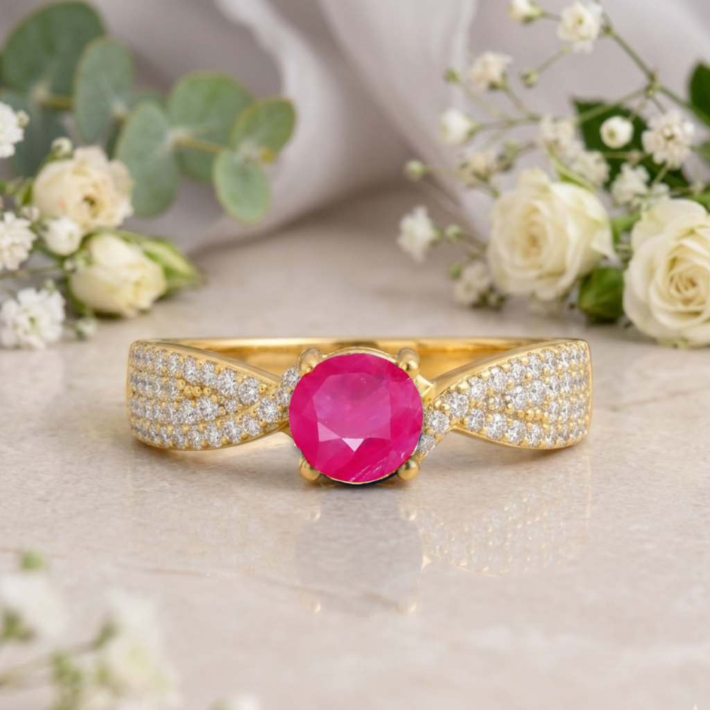 22k Gold Vermeil Ruby Solitiare Engagement Ring