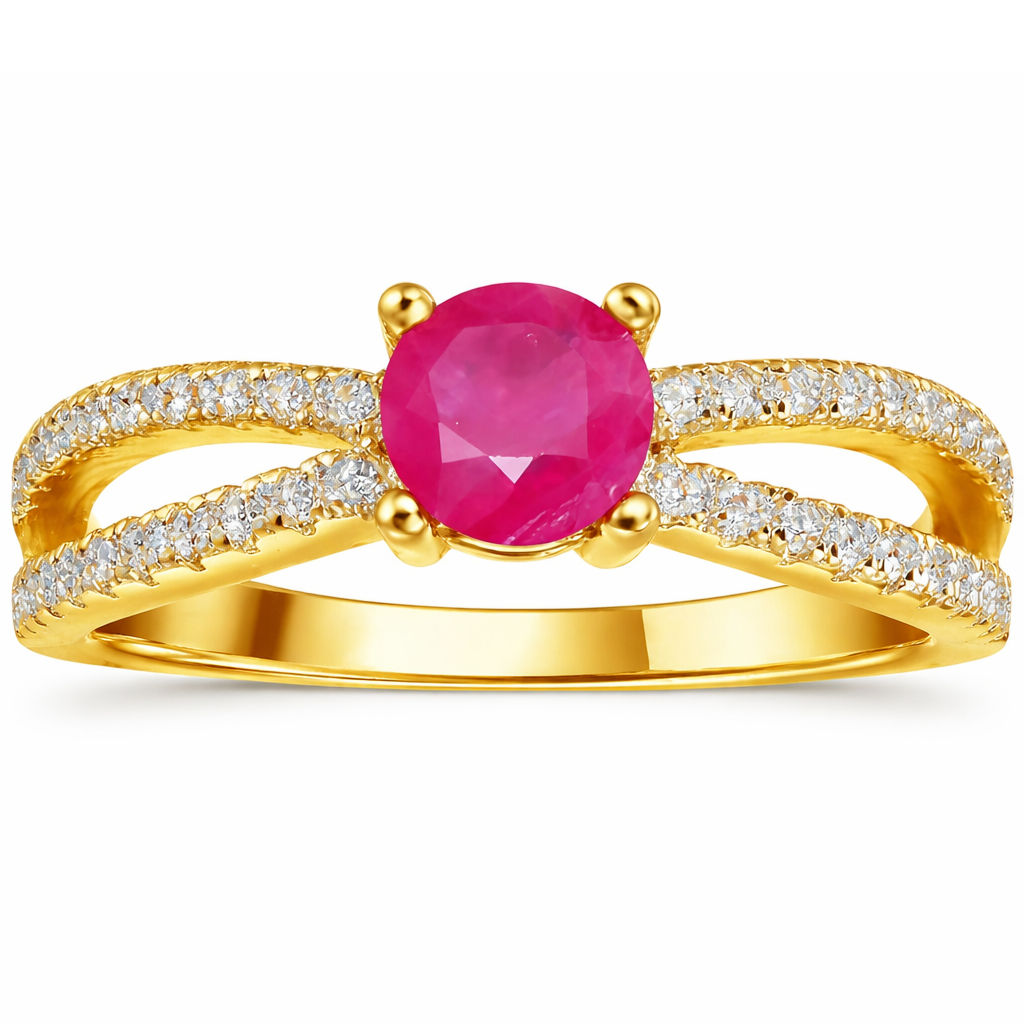 22k Gold Vermeil Ruby Split Band Engagement Ring