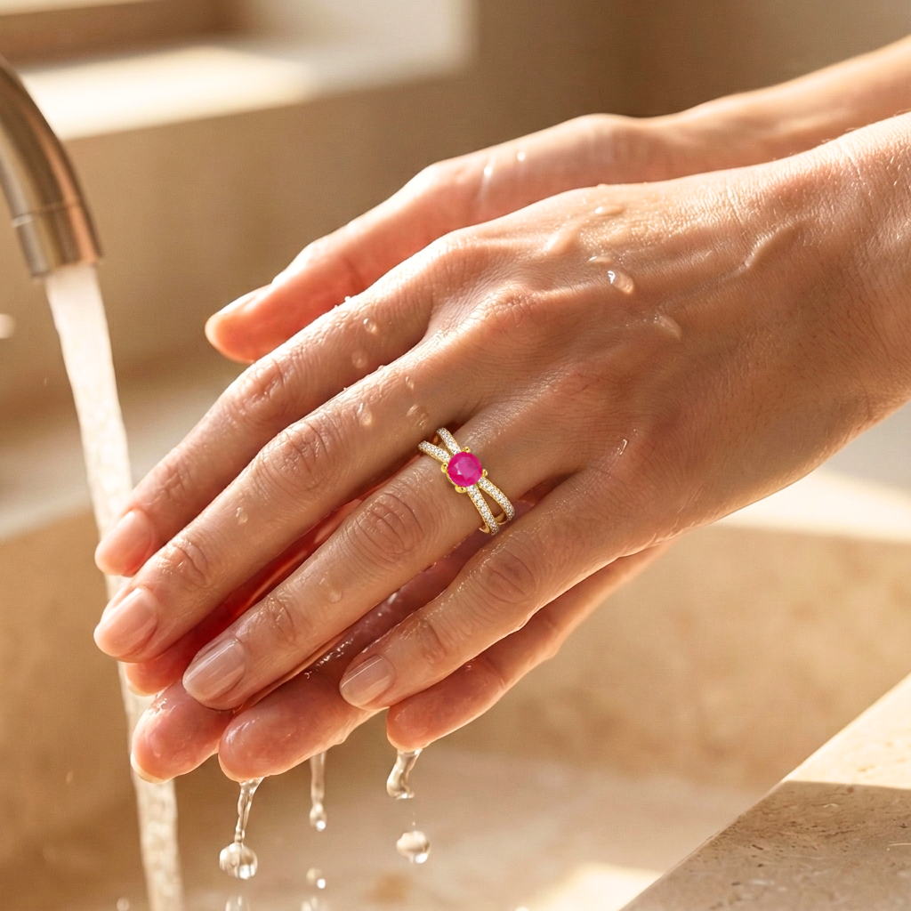 22k Gold Vermeil Ruby Split Band Engagement Ring