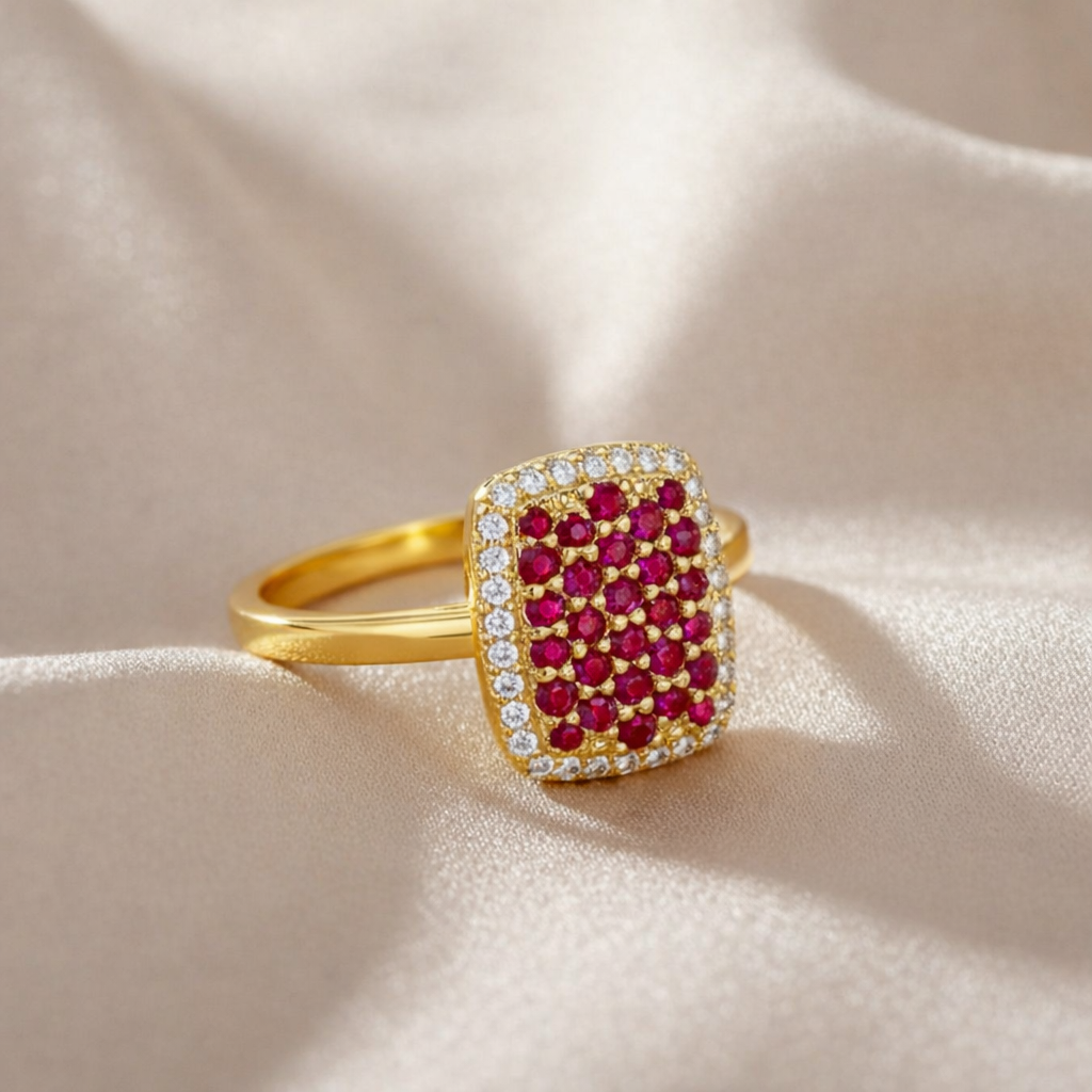 22k Gold Vermeil Ruby Statement Ring