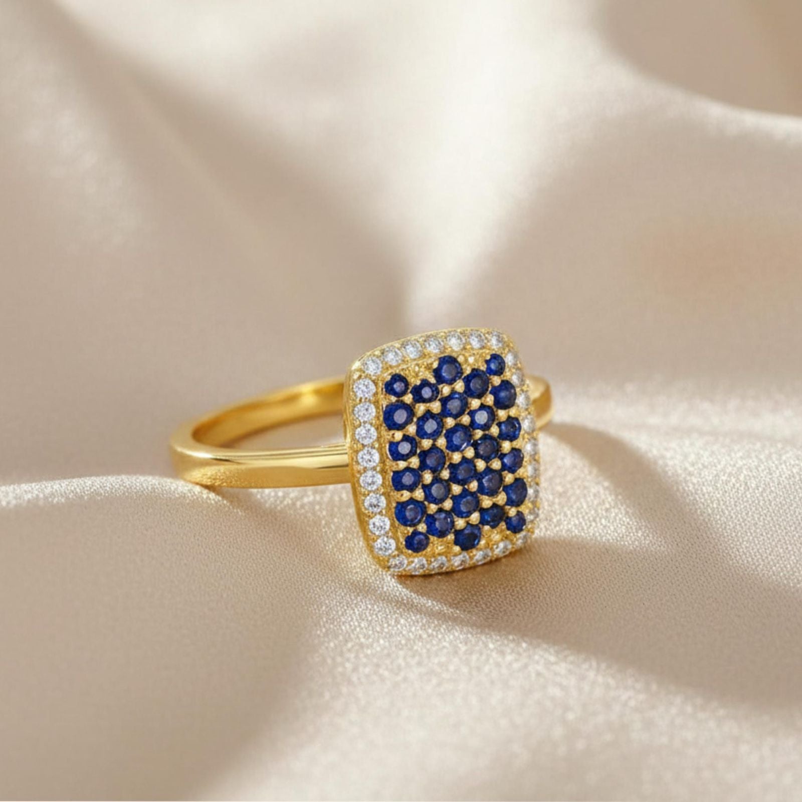 22k Gold Vermeil Blue Sapphire Statement Ring