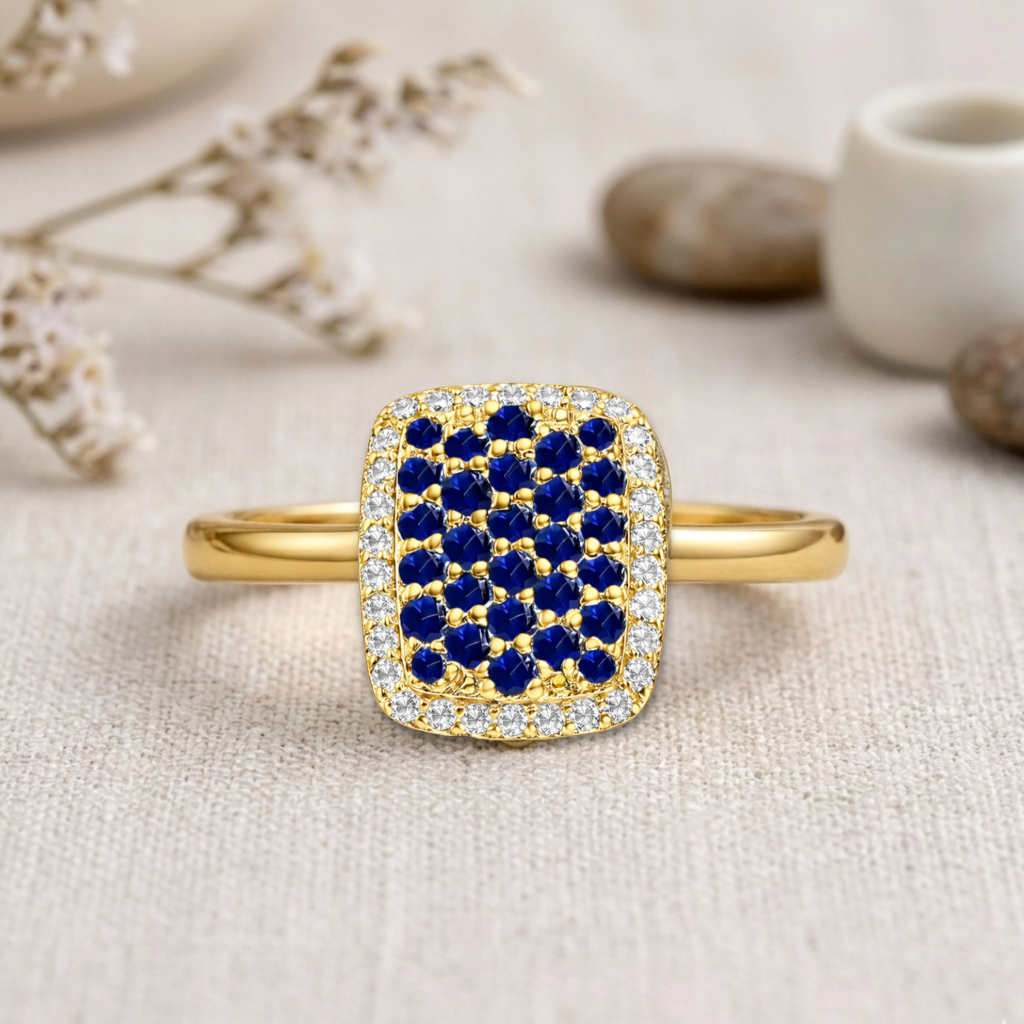 22k Gold Vermeil Blue Sapphire Statement Ring