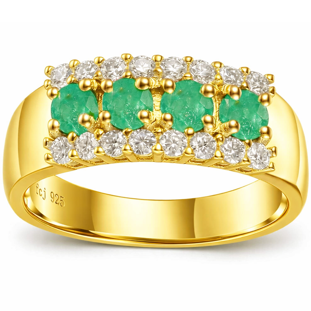 22k Gold Vermeil Emerald Eternity Band Ring