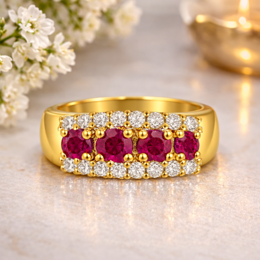22k Gold Vermeil Ruby Eternity Band Ring