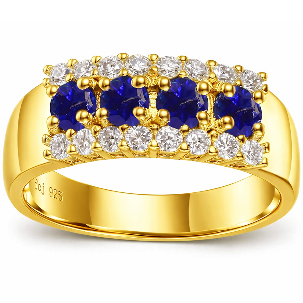 22k Gold Vermeil Blue Sapphire Eternity Band Ring