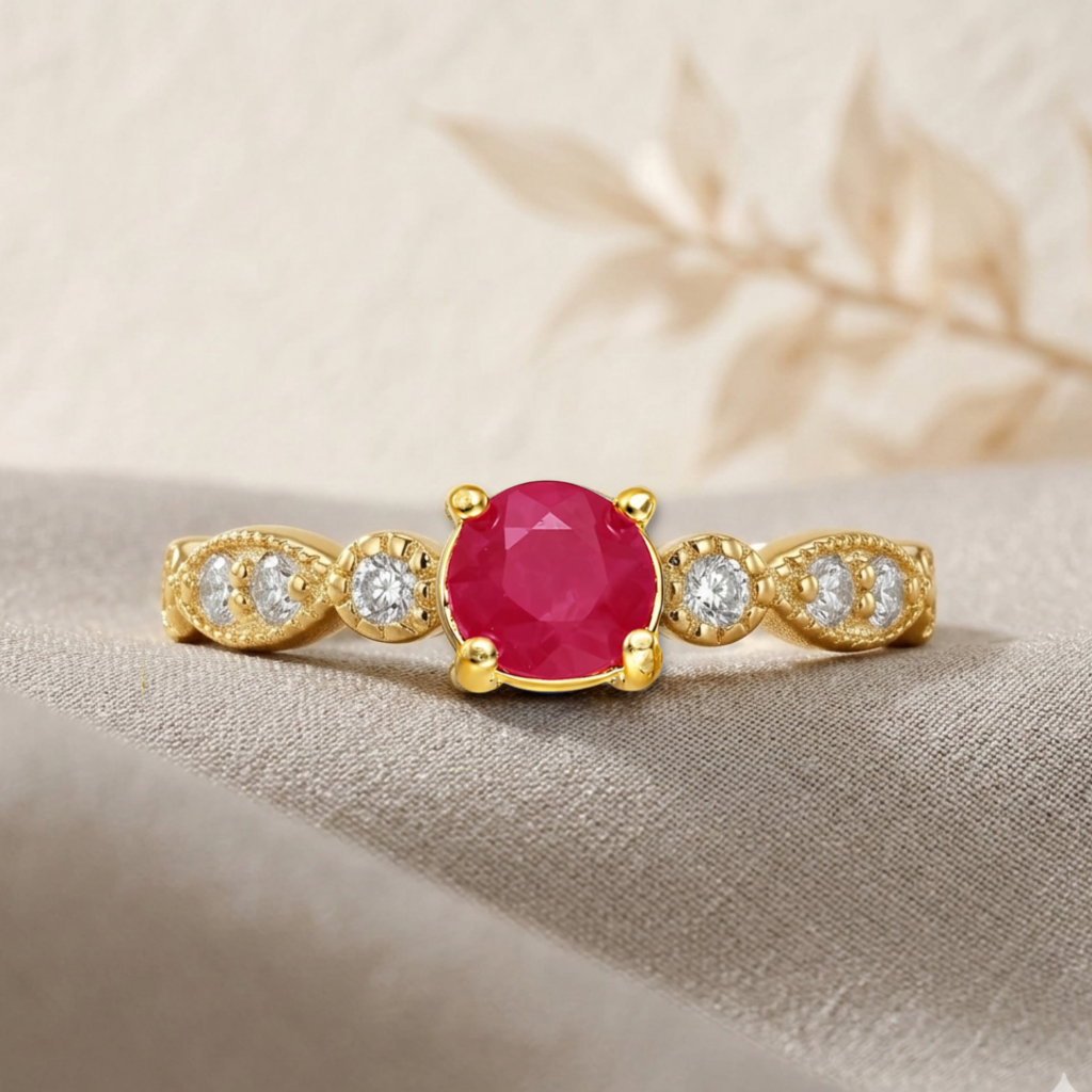 22k Gold Vermeil Genuine Ruby Solitaire Ring