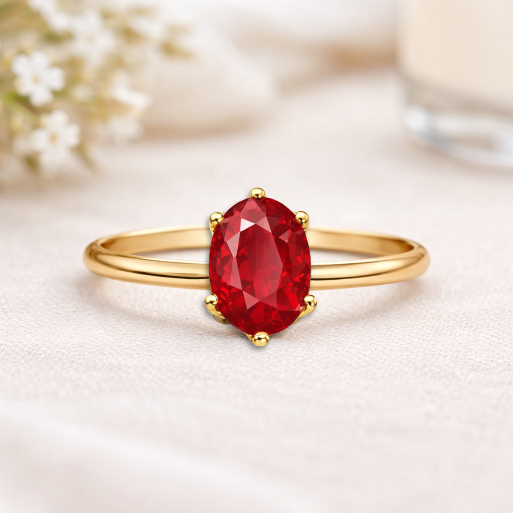 22k Gold Vermeil Genuine Spessartite Garnet Solitaire Ring