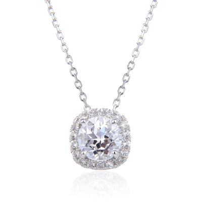 Signature Round White Topaz Pendant.
$ 50 & Under, White Topaz, White, Round, 925 Sterling Silver, Halo
