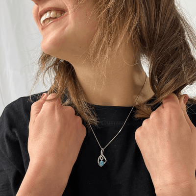 Blue Topaz Treble Clef Music Necklace - FineColorJewels