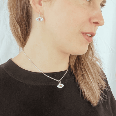 Evil Eye Earrings Genuine Ruby Evil Eye Protection Earrings Ruby Evil Eye Earrings - FineColorJewels