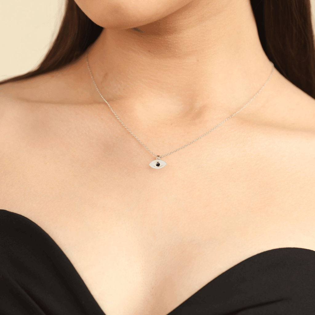 Blue Sapphire Evil Eye Necklace Fine Color Jewels $ 150 - 200, 925 Sterling Silver, Blue, dla-dm-discount-all-143240, dla-dm-discount-all-154898, Fashion, Round, sale, Sapphire