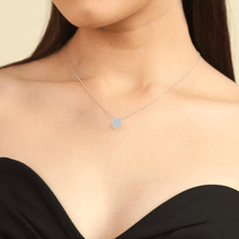 Load image into Gallery viewer, model showcasing White Topaz Cluster Necklace Bridesmaid Gift Natural White Topaz Pendant Necklace Bridesmaid Gift Anniversary Gift for Her