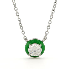 Load image into Gallery viewer, Moissanite &amp; Enamel Solitaire Pendant Necklace Lab Grown Moissanite Pendant Circle Pendant Necklace - FineColorJewels