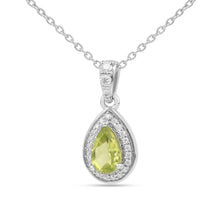 Load image into Gallery viewer, Natural Peridot Teardrop Halo Pendant Necklace