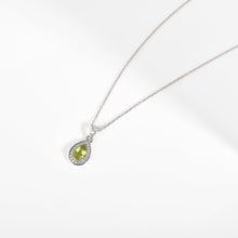 Load image into Gallery viewer, Natural Peridot Teardrop Halo Pendant Necklace