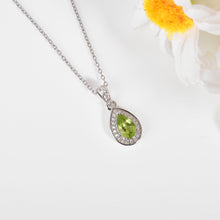 Load image into Gallery viewer, Natural Peridot Teardrop Halo Pendant Necklace