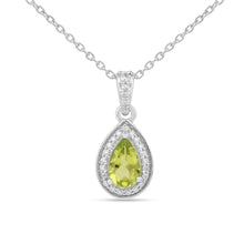 Load image into Gallery viewer, Natural Peridot Teardrop Halo Pendant Necklace