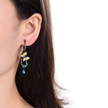 Load image into Gallery viewer, Artisan Blue Topaz Gold-Plated Butterly Earrings.
$ 50 - 100, Blue Topaz, Marquise, Oval, Pear, Blue, Green, 925 Sterling Silver, 925 Sterling Silver Ð Gold Plated Yellow, Dangle, Drop