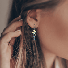 Load image into Gallery viewer, Blue Topaz Gold Plated Butterfly Earrings Fine Color Jewels $50-100, 925-Sterling-Silver, 925-Sterling-Silver-Gold-Plated-Yellow, Blue, Blue Topaz, Dangle, dla-dm-discount-all-143240, dla-dm-discount-all-154898, Drop, Green, Marquise, Oval, Pear, sale