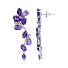 Load image into Gallery viewer, Classic Dangling Amethyst Earrings, $ 50 - 100, Amethyst, Oval, 925 Sterling Silver, Dangle