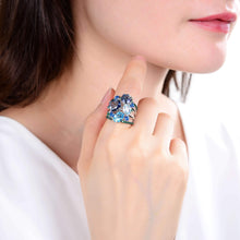 Load image into Gallery viewer, Classic Sterling Silver Mystic Quartz and Blue Topaz Ring.
$ 50 - 100, Blue Topaz, Cushion, Round, Oval, Blue, Iolite, 925 Sterling Silver, Cocktail