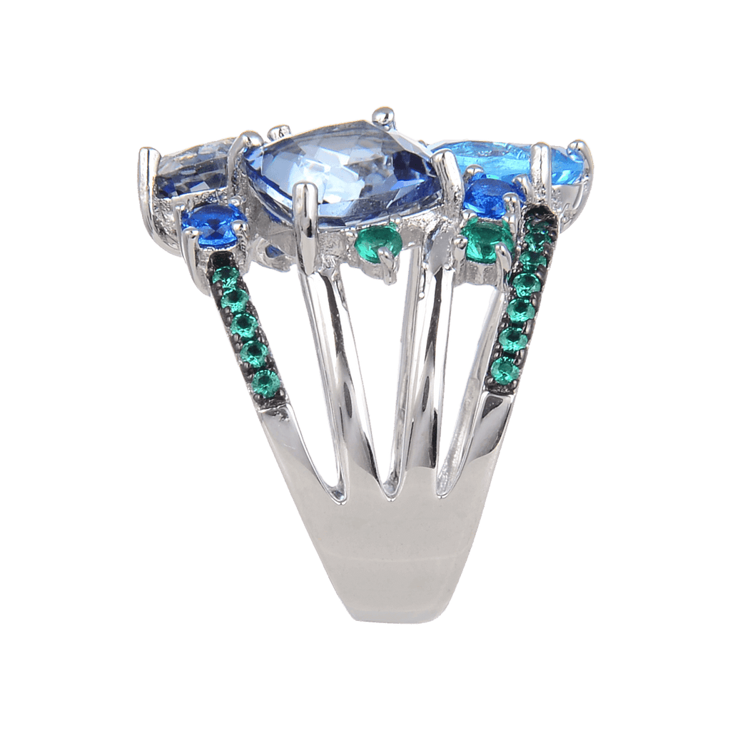 Classic Sterling Silver Mystic Quartz and Blue Topaz Ring.
$ 50 - 100, Blue Topaz, Cushion, Round, Oval, Blue, Iolite, 925 Sterling Silver, Cocktail