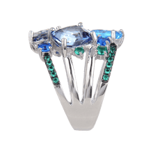 Load image into Gallery viewer, Classic Sterling Silver Mystic Quartz and Blue Topaz Ring.
$ 50 - 100, Blue Topaz, Cushion, Round, Oval, Blue, Iolite, 925 Sterling Silver, Cocktail