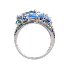 Load image into Gallery viewer, Classic Sterling Silver Mystic Quartz and Blue Topaz Ring.
$ 50 - 100, Blue Topaz, Cushion, Round, Oval, Blue, Iolite, 925 Sterling Silver, Cocktail