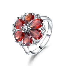 Load image into Gallery viewer, Signature Sterling Silver Blooming Garnet Ring.
$ 50 - 100, Garnet, Red, Pear, 925 Sterling Silver, Fashion, Cocktail
