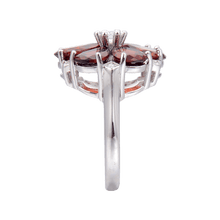 Load image into Gallery viewer, Signature Sterling Silver Blooming Garnet Ring.
$ 50 - 100, Garnet, Red, Pear, 925 Sterling Silver, Fashion, Cocktail