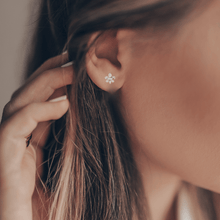 Load image into Gallery viewer, 14K Gold Lab Diamond Fleur de Lis Post Earrings
