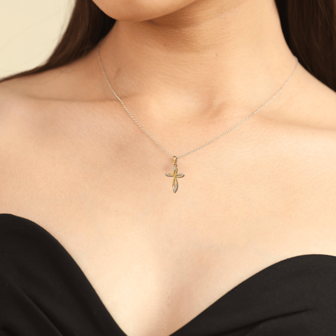 14K Yellow Gold Lab Diamond Cross Pendant Fine Color Jewels Cross Polished Pendant, Diamond wedding gift, dla-dm-discount-all-153807, gift for her, infinity pendant, Pendant Charm, Yellow gold pendant