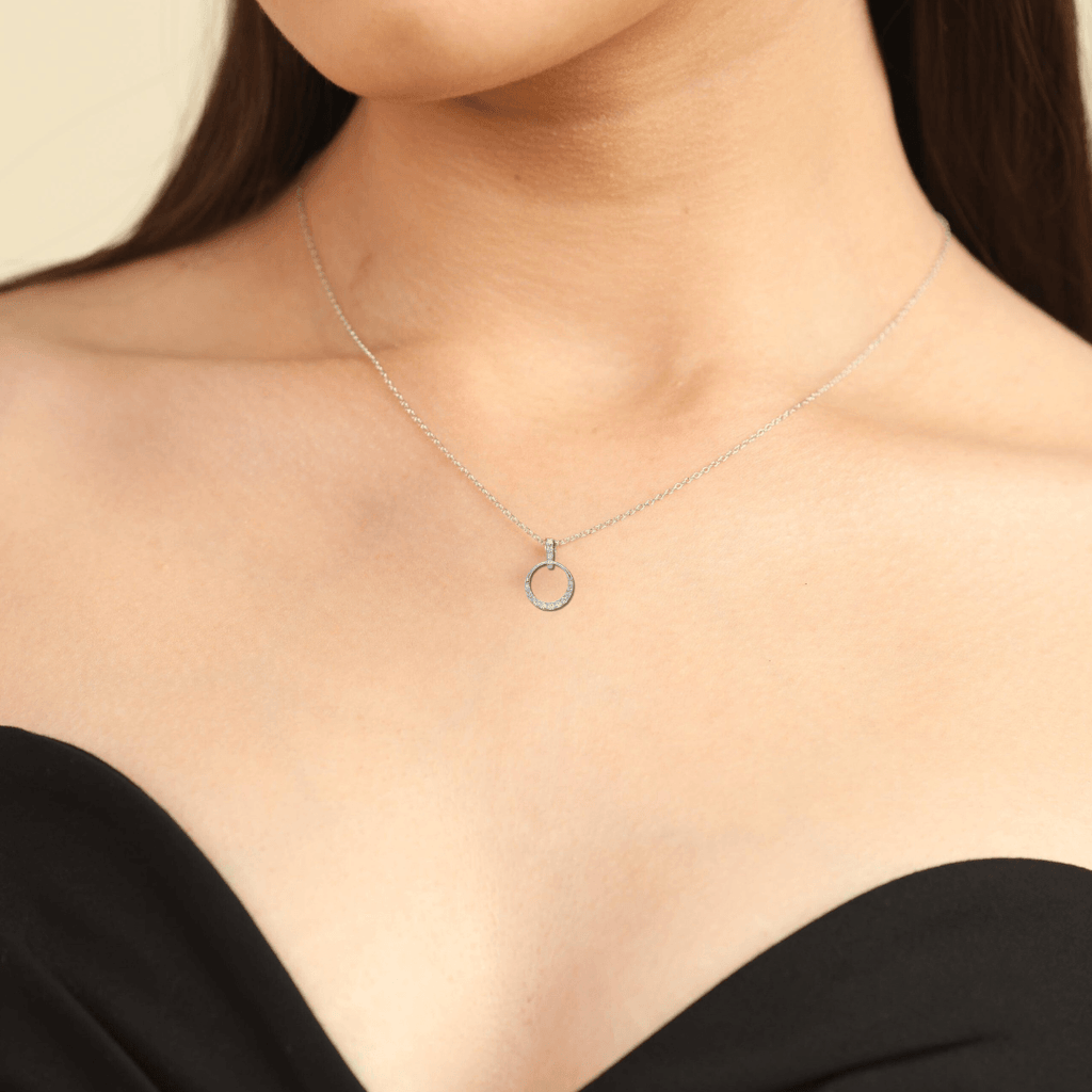 14k White Gold Lab Diamond Open Circle Pendant FineColorJewels AUTO ADD, dla-dm-discount-all-153807