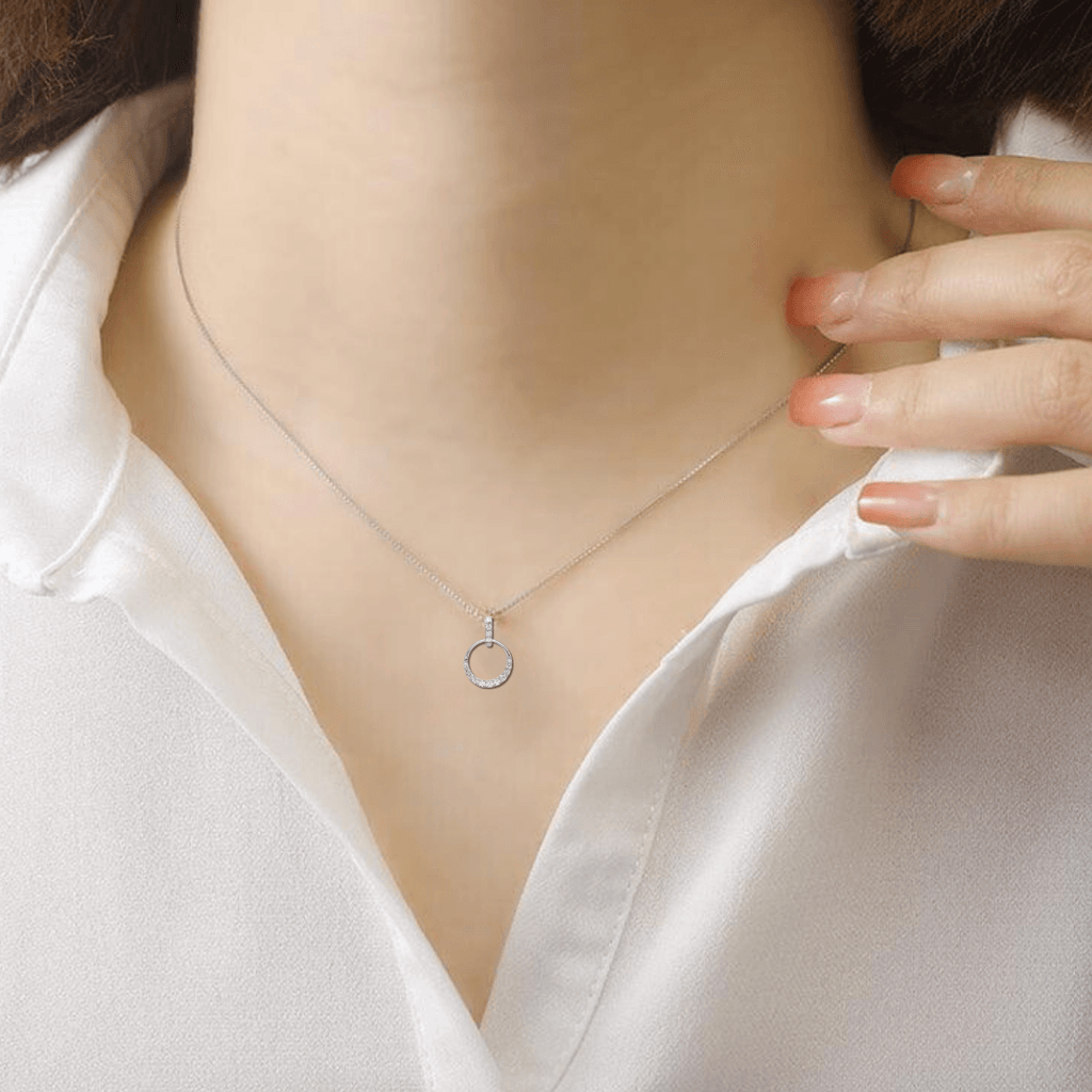 14k White Gold Lab Diamond Open Circle Pendant FineColorJewels AUTO ADD, dla-dm-discount-all-153807