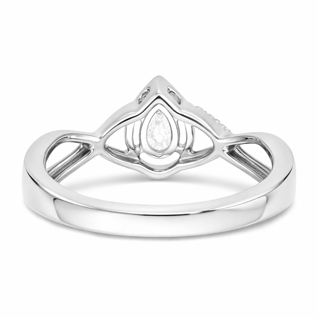 14k White Gold Pear Diamond Engagement Ring