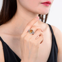 Load image into Gallery viewer, Sterling Silver Oval Citrine White Topaz Ring
$ 50 – 100, 6, 7, 8, Oval, Citrine, Golden Yellow, White, White Topaz, 925 Sterling Silver, Fashion
