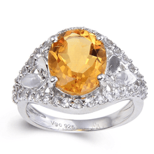 Load image into Gallery viewer, Citrine Flower Petal Statement Ring, citrine and topz ring, fancy ring design, affordable citrine ring designs