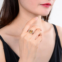 Load image into Gallery viewer, Sterling Silver Oval Citrine White Topaz Ring
$ 50 – 100, 6, 7, 8, Oval, Citrine, Golden Yellow, White, White Topaz, 925 Sterling Silver, Fashion