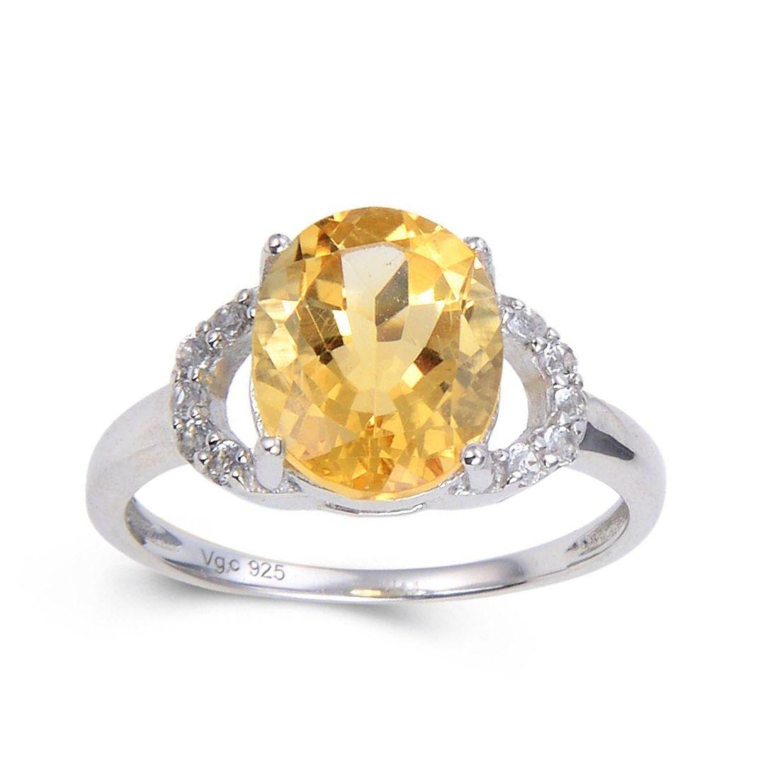 Oval cut Citrine ring, Topaz accent ring, yellow gemstone ring, stunning orange ring, statement ring