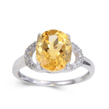 Load image into Gallery viewer, Oval cut Citrine ring, Topaz accent ring, yellow gemstone ring, stunning orange ring, statement ring