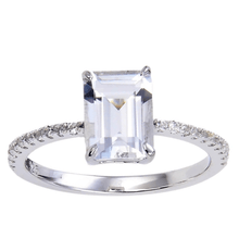 Load image into Gallery viewer, White Topaz Emerald Cut Engagement Ring, solitaire ring design, topaz solitaire ring, wedding ring design, proposal ring design