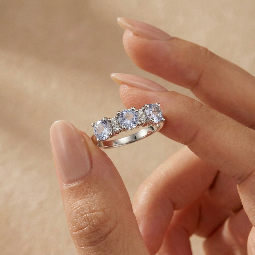 Aquamarine Three Stone Ring