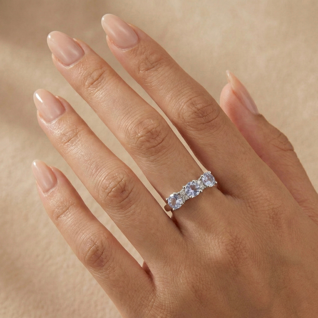 Aquamarine Three Stone Ring