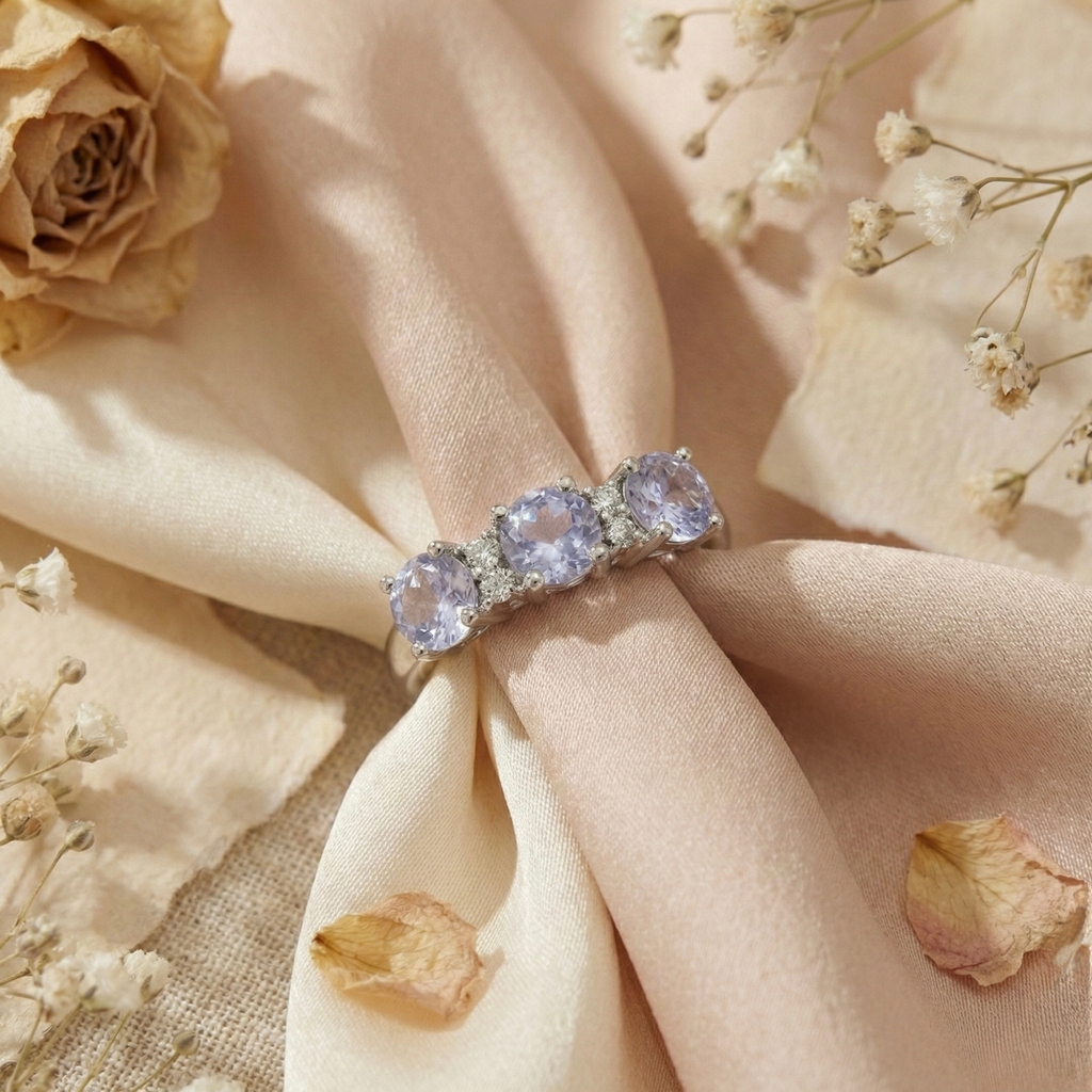 Aquamarine Three Stone Ring