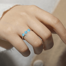 Load image into Gallery viewer, Blue Topaz Three Stone Ring Fine Color Jewels 925 sterling silver ring, affordable ring, best gift for girls, best gift for women, Blue gemstone ring, blue stone ring, Blue Topaz Ring, Christmas gift, December Birthstone, dla-dm-discount-all-154898, engagement ring, engagement rings, gift for her, Gift for Mom, gift for women, gift from daughter, ring for women, sterling silver ring, three stone ring, Valentine&#39;s Day gift, wedding ring for her