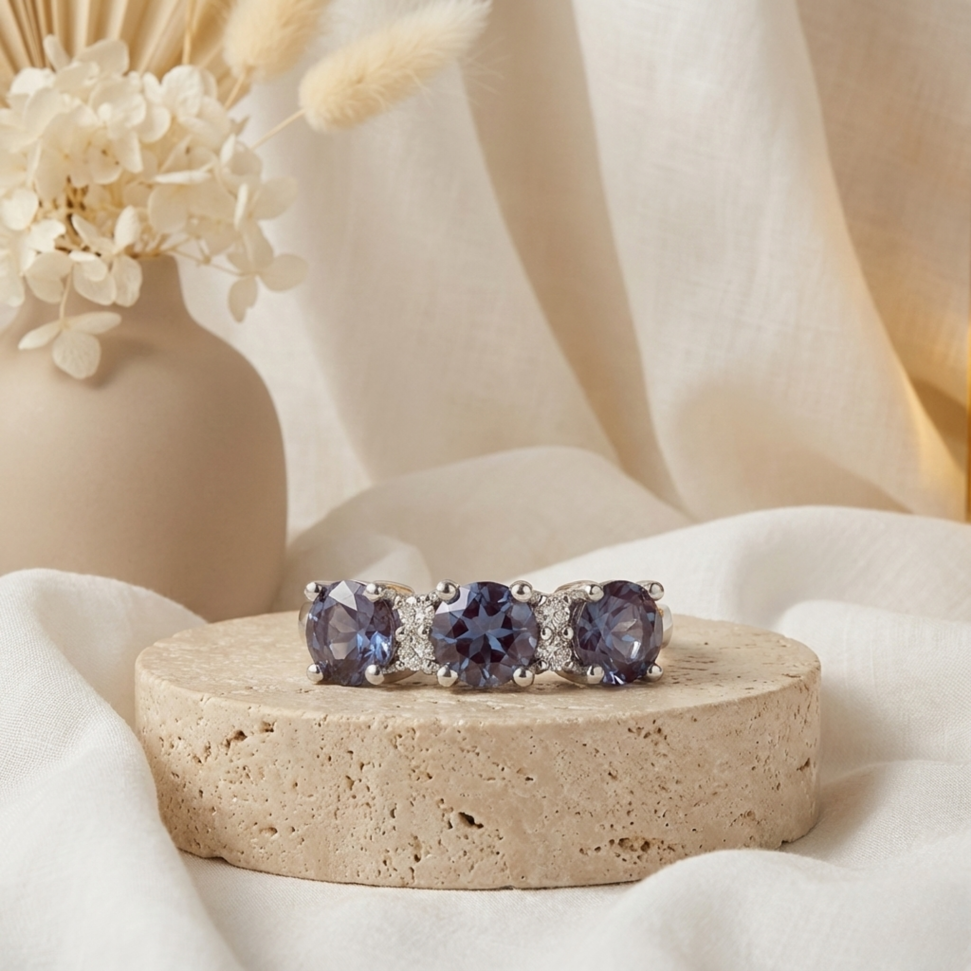 Alexandrite Three Stone Ring