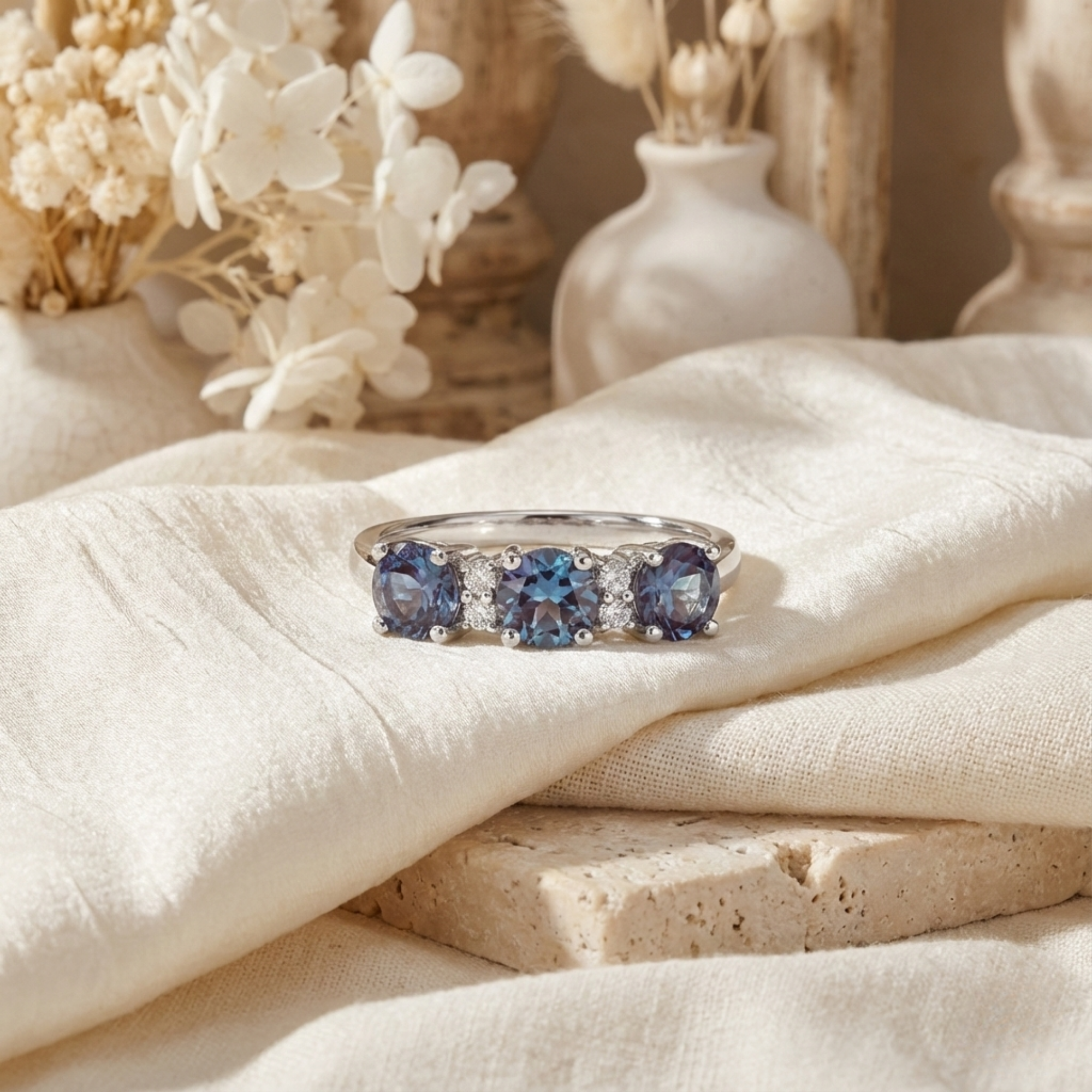 Alexandrite Three Stone Ring