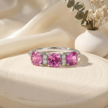 Load image into Gallery viewer, Pink Sapphire Three Stone Ring