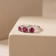 Load image into Gallery viewer, Ruby Three Stone Ring