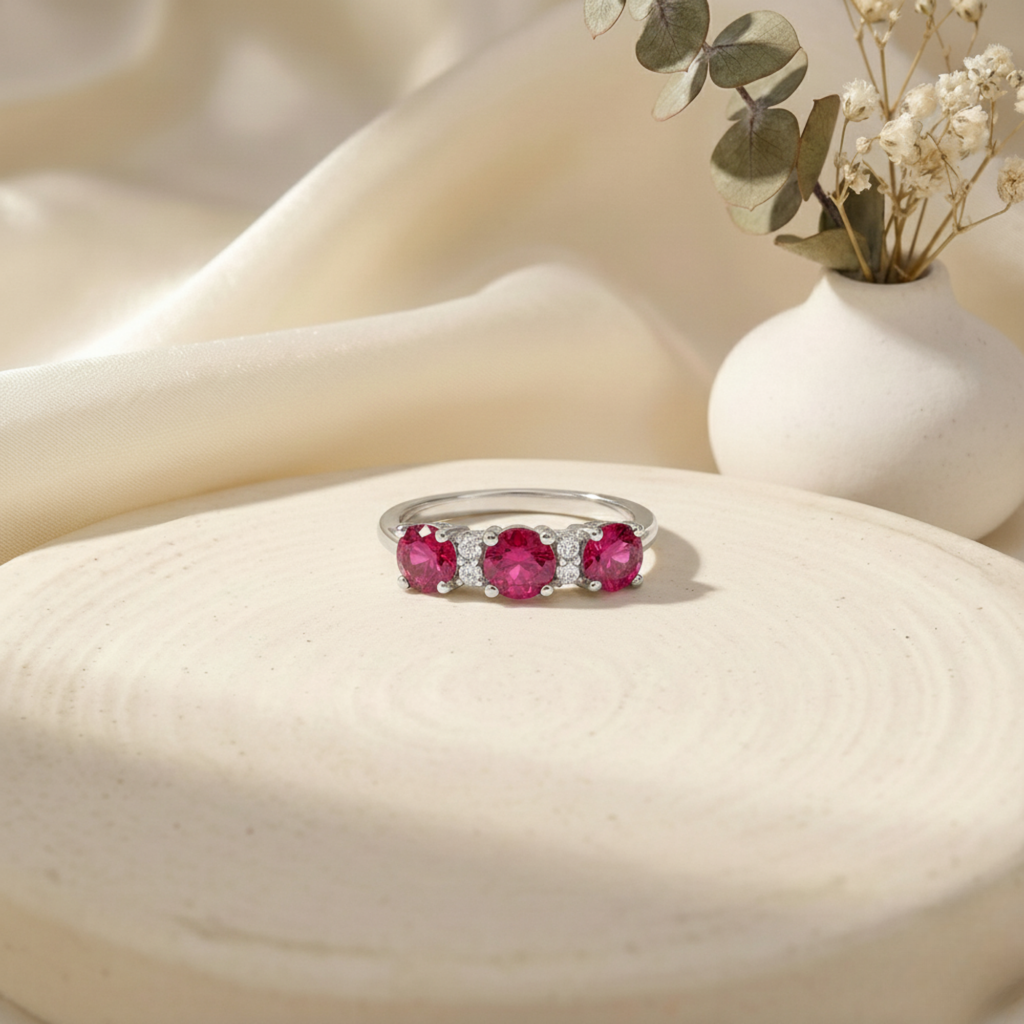 Ruby Three Stone Ring